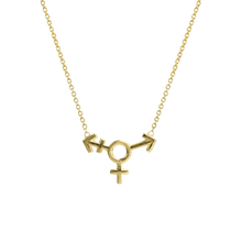 14k gold Necklace - Transgender Symbol Necklace - Corvo Jewelry by Lily Raven