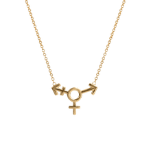 14k gold Necklace - Transgender Symbol Necklace - Corvo Jewelry by Lily Raven