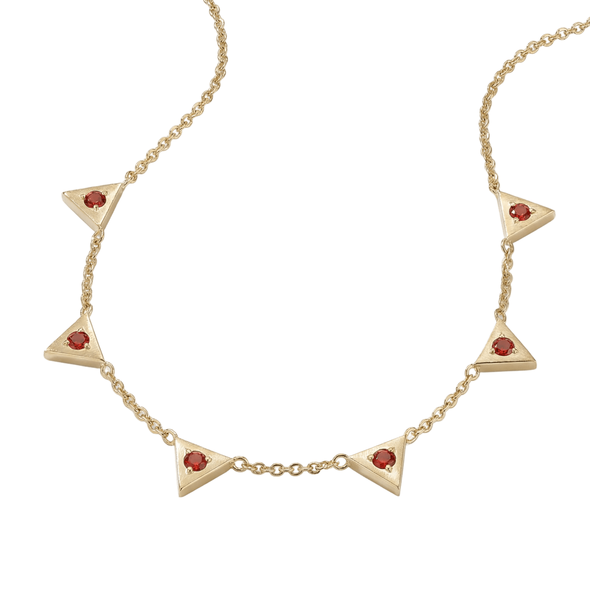 14k gold Necklace - Triangle Citrine Station Necklace - Corvo Jewelry by Lily Raven