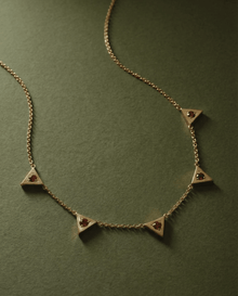 14k gold Necklace - Triangle Citrine Station Necklace - Corvo Jewelry by Lily Raven