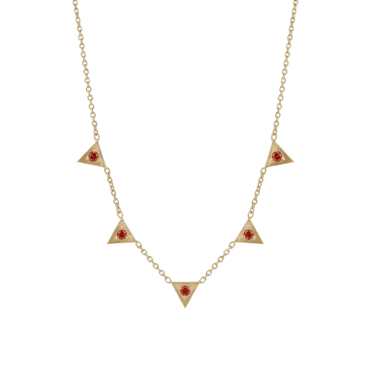 14k gold Necklace - Triangle Citrine Station Necklace - Corvo Jewelry by Lily Raven