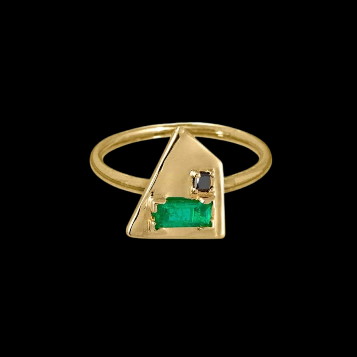 Corvus Emerald and Black Diamond Ring - Corvo Jewelry By Lily Raven - 14k Gold Jewelry