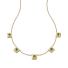 Squared Circle Emerald Station Necklace