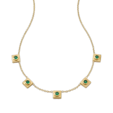 Squared Circle Emerald Station Necklace