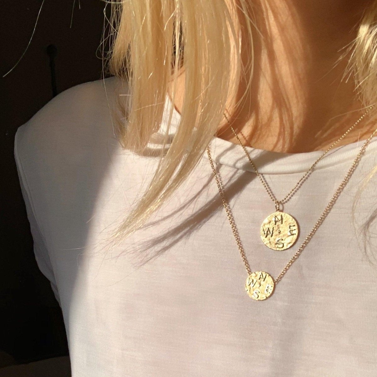 Mini Compass Coin Necklace - Corvo Jewelry By Lily Raven - 14k Gold Jewelry