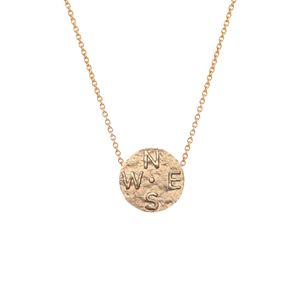 Mini Compass Coin Necklace - Corvo Jewelry By Lily Raven - 14k Gold Jewelry