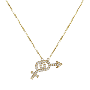 Pavé Bisexual Symbol Necklace - Corvo Jewelry By Lily Raven - 14k Gold Jewelry