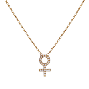 Pavé Female Venus Symbol Necklace - Corvo Jewelry By Lily Raven - 14k Gold Jewelry