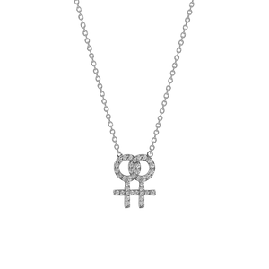 Pavé Lesbian Symbol Necklace - Corvo Jewelry By Lily Raven - 14k Gold Jewelry