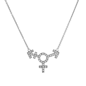 Pavé Transgender Symbol Necklace - Corvo Jewelry By Lily Raven - 14k Gold Jewelry