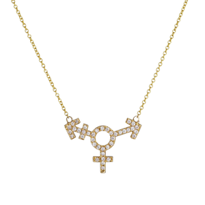 Pavé Transgender Symbol Necklace - Corvo Jewelry By Lily Raven - 14k Gold Jewelry
