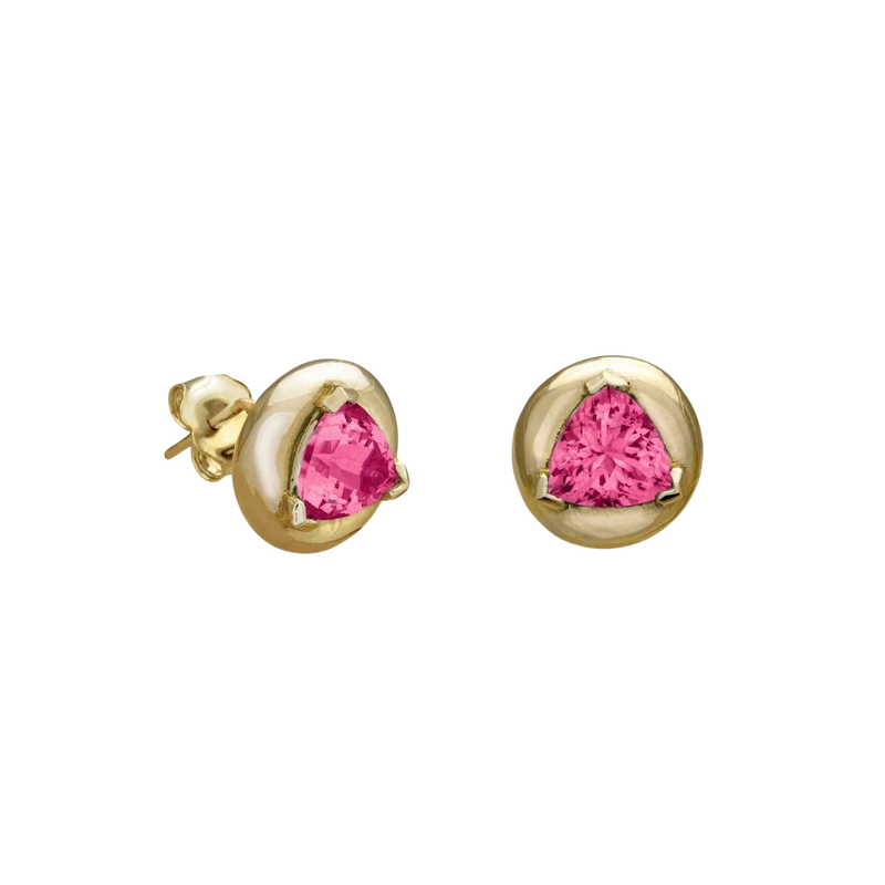 Pink Tourmaline Solitaire Earrings - Corvo Jewelry By Lily Raven - 14k Gold Jewelry