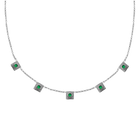 Squared Circle Emerald Station Necklace - Corvo Jewelry By Lily Raven - 14k Gold Jewelry