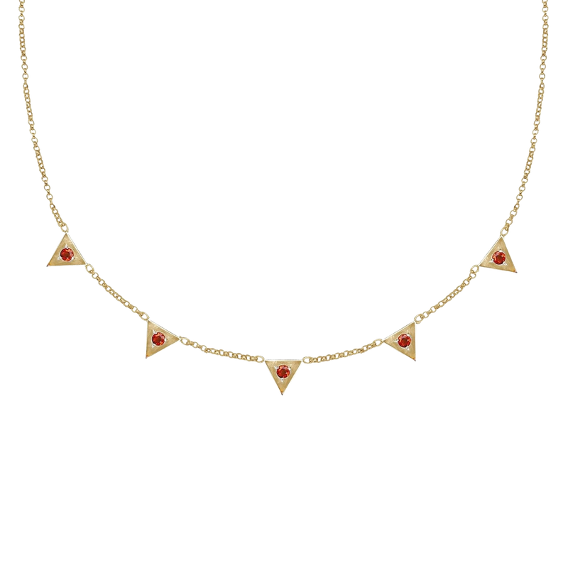 Triangle Citrine Station Necklace - Corvo Jewelry By Lily Raven - 14k Gold Jewelry