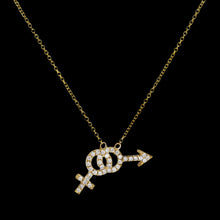 Pavé Bisexual Symbol Necklace - Corvo Jewelry By Lily Raven - 14k Gold Jewelry