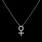 Pavé Female Venus Symbol Necklace - Corvo Jewelry By Lily Raven - 14k Gold Jewelry