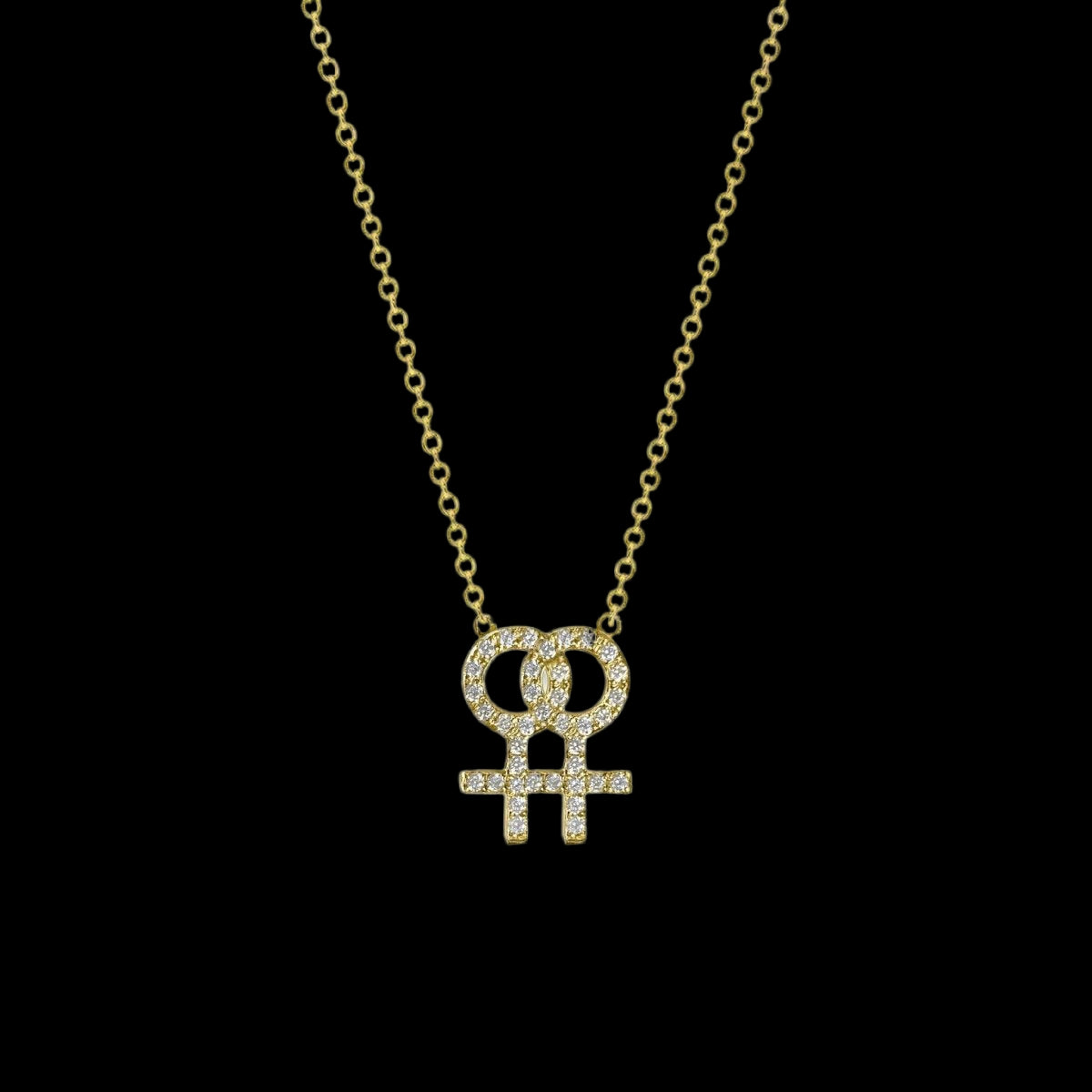 Pavé Lesbian Symbol Necklace - Corvo Jewelry By Lily Raven - 14k Gold Jewelry