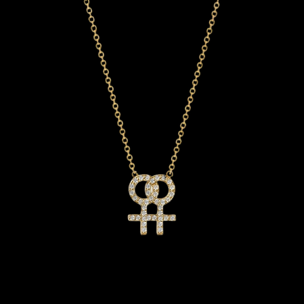 Pavé Lesbian Symbol Necklace - Corvo Jewelry By Lily Raven - 14k Gold Jewelry