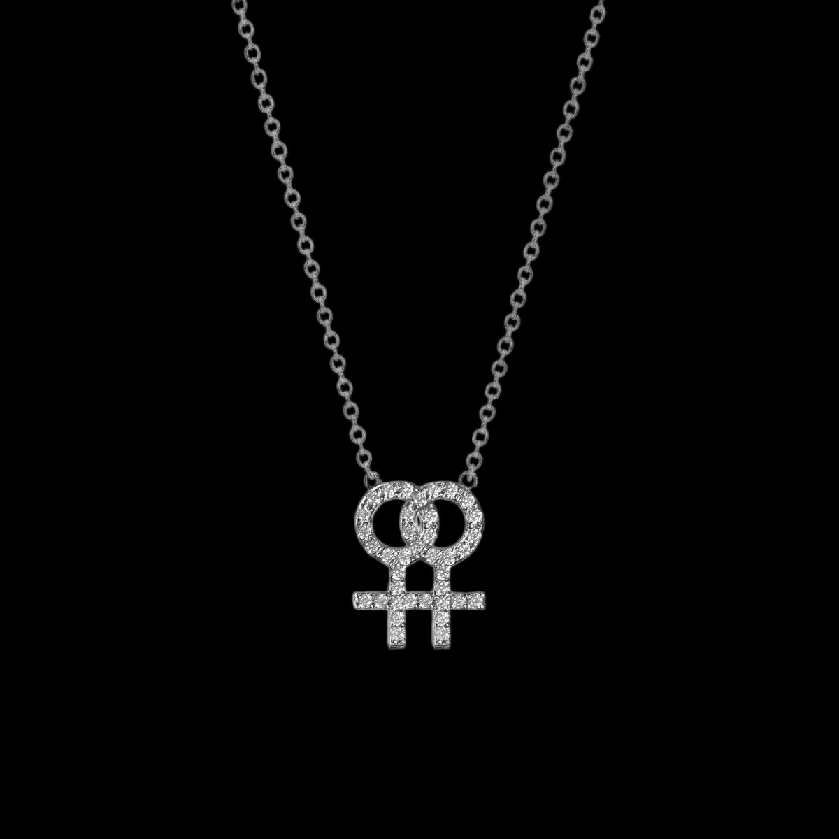 Pavé Lesbian Symbol Necklace - Corvo Jewelry By Lily Raven - 14k Gold Jewelry