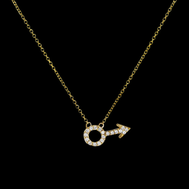 Pavé Male Symbol Necklace - Corvo Jewelry By Lily Raven - 14k Gold Jewelry