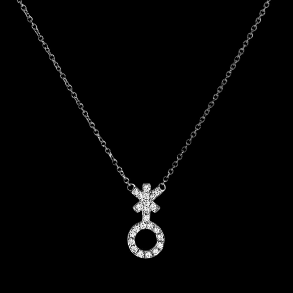 Pavé Non - Binary Symbol Necklace - Corvo Jewelry By Lily Raven - 14k Gold Jewelry