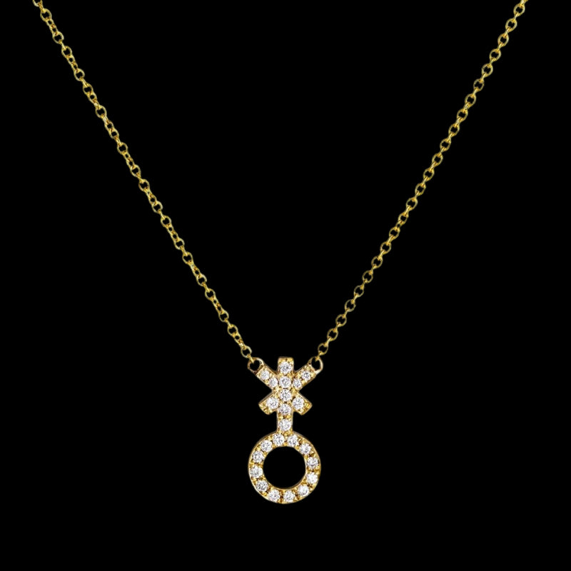 Pavé Non - Binary Symbol Necklace - Corvo Jewelry By Lily Raven - 14k Gold Jewelry