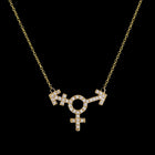 Pavé Transgender Symbol Necklace - Corvo Jewelry By Lily Raven - 14k Gold Jewelry