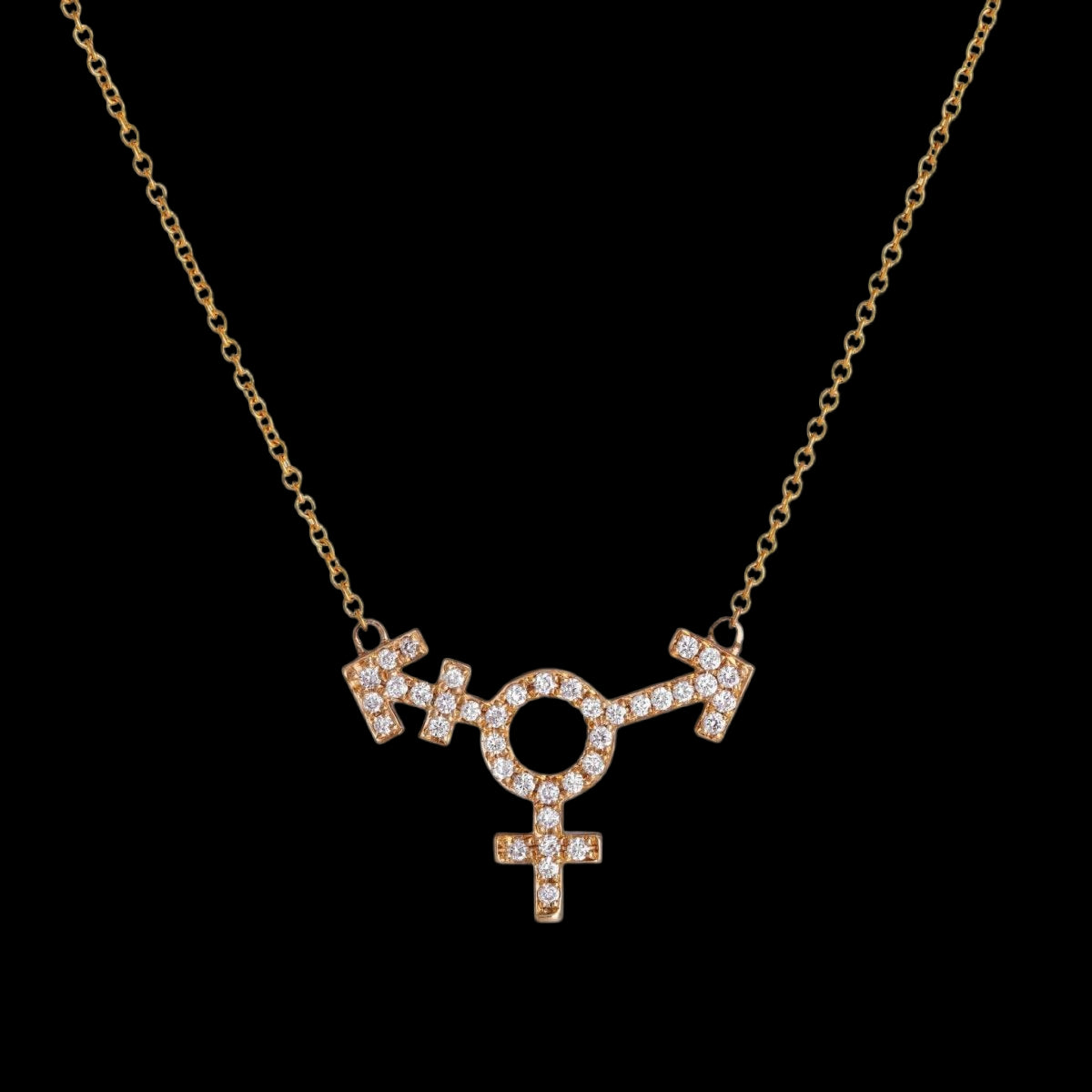 Pavé Transgender Symbol Necklace - Corvo Jewelry By Lily Raven - 14k Gold Jewelry