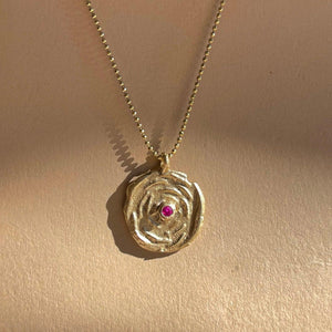 Flora Coin Birthstone Necklace - Corvo Jewelry By Lily Raven - 14k Gold Jewelry