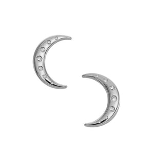 Full Diamond Crescent Moon Studs - Corvo Jewelry By Lily Raven - 14k Gold Jewelry