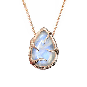 Secret Garden Pear Moonstone Necklace - Corvo Jewelry By Lily Raven - 14k Gold Jewelry