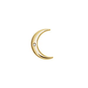 Single Diamond Crescent Moon Studs - Corvo Jewelry By Lily Raven - 14k Gold Jewelry